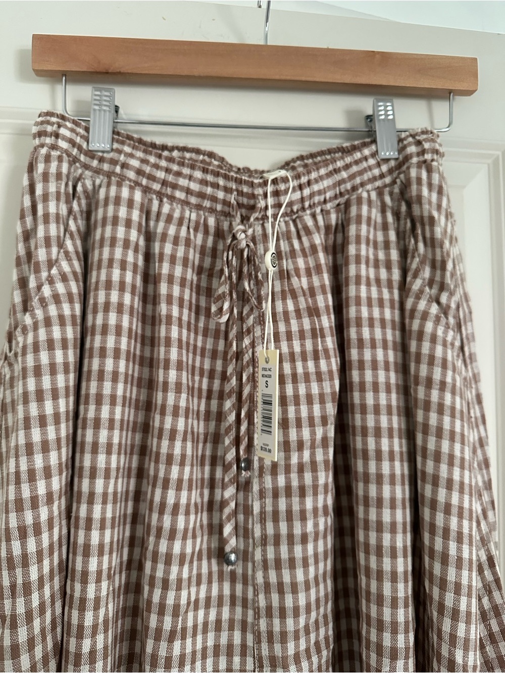Max Studio Brown and Cream Gingham Maxi Skirt - Picture 3 of 6